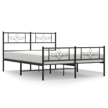 vidaXL Metal Bed Frame Bed Base with Headboard and Footboard Black 160x200 cm