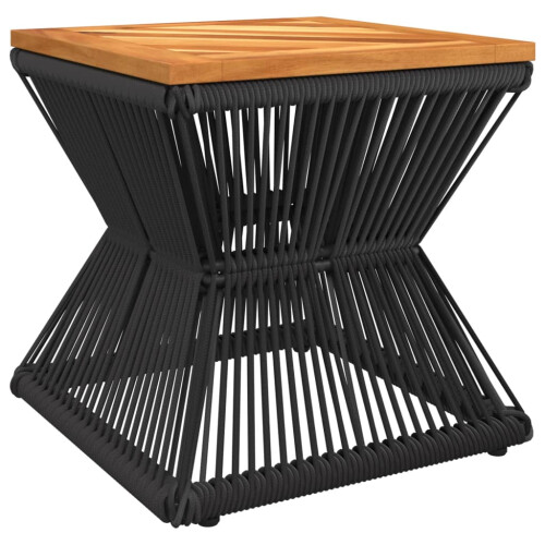 VidaXL vidaXL Coffee Table with Wire Base Side End Table Black Solid Wood Acacia