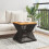 VidaXL vidaXL Coffee Table with Wire Base Side End Table Black Solid Wood Acacia 3