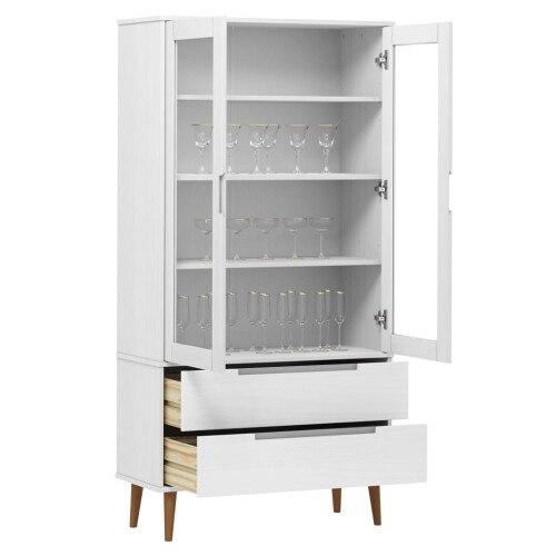 VidaXL vidaXL Solid Wood Pine Vitrine Cabinet MOLDE White Book Shelf Storage Rack 2