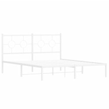 vidaXL Metal Bed Frame with Headboard Home Bed Base White 150x200 cm King Size