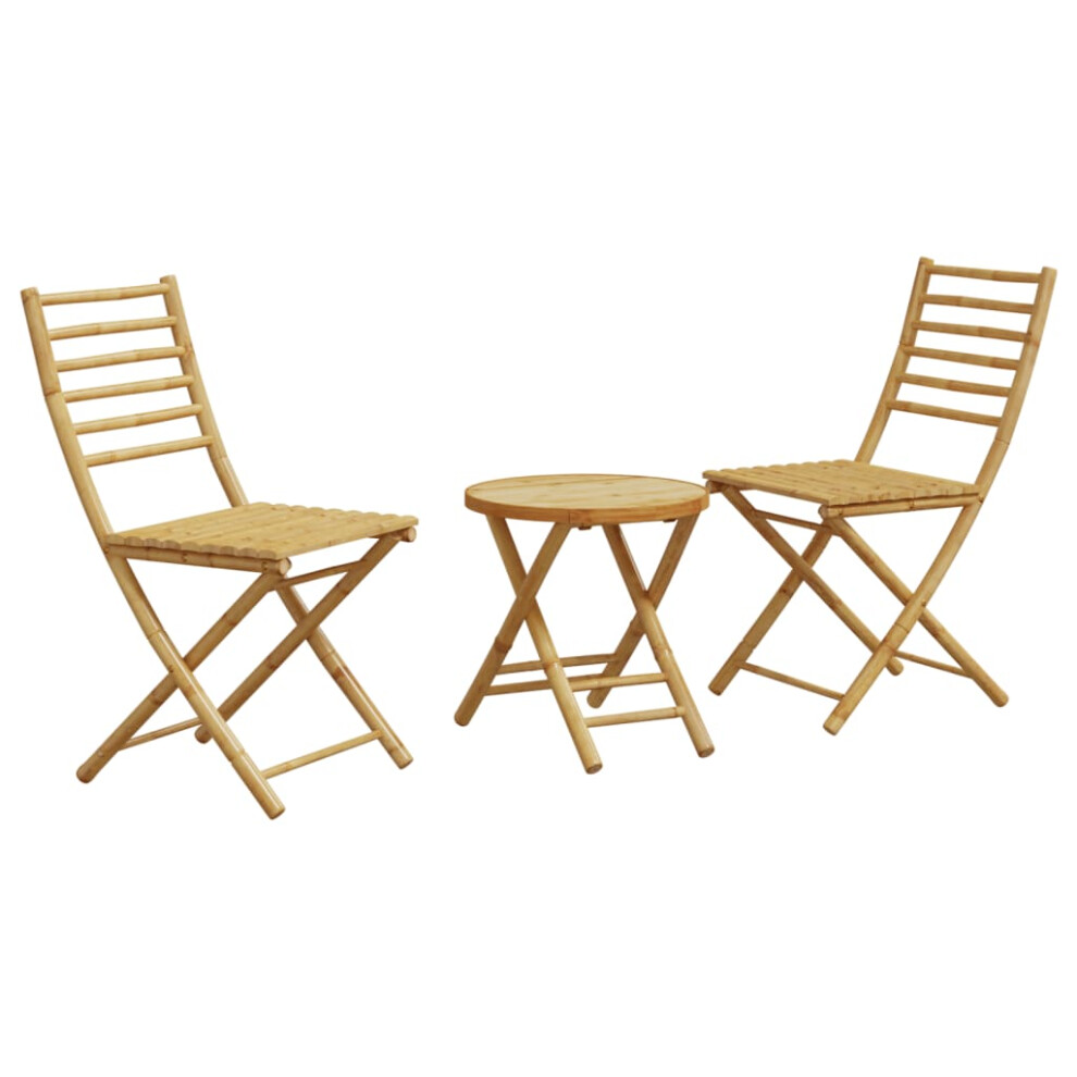 vidaXL Bistro Set 3 Piece Outdoor Bistro Set Garden Table and Chair Bamboo