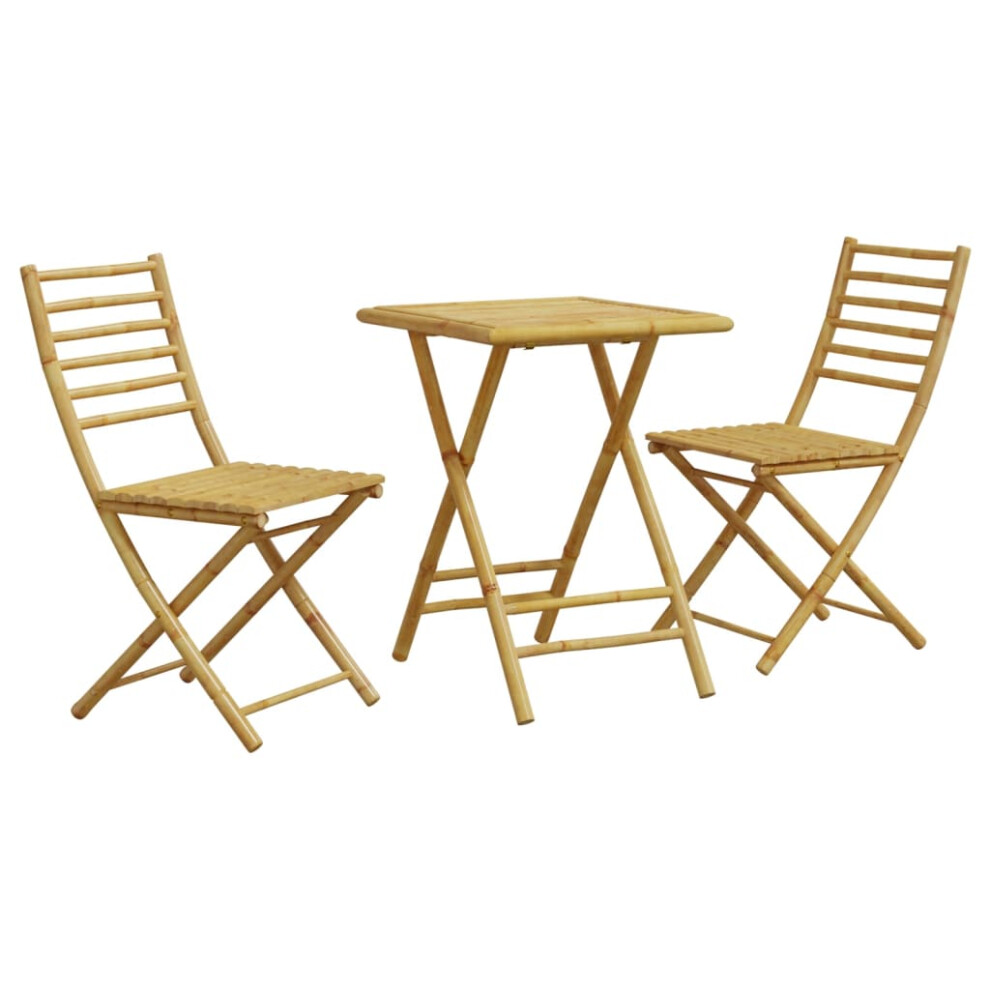 vidaXL Bistro Set 3 Piece Outdoor Bistro Set Garden Table And Chair Bamboo