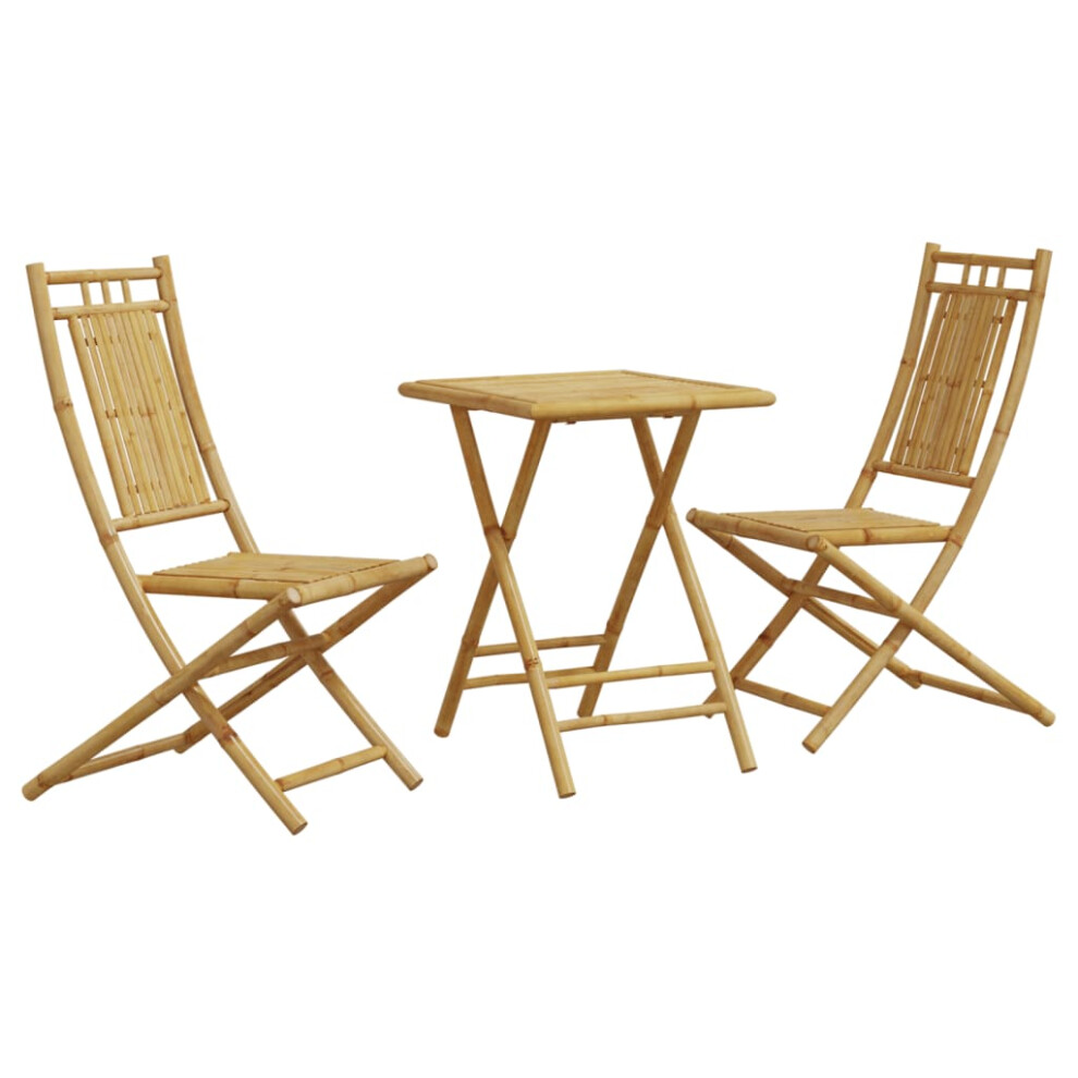 vidaXL Bistro Set 3 Piece Outdoor Bistro Set Garden Table And Chair Bamboo