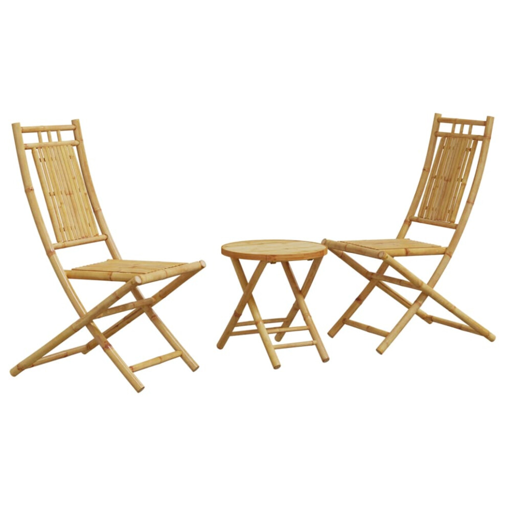 vidaXL Bistro Set 3 Piece Outdoor Bistro Set Garden Table and Chair Bamboo