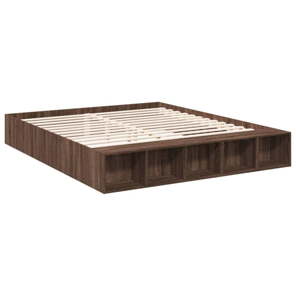 vidaXL Bed Frame Bed Base Brown Oak 180x200 cm Super King Engineered Wood