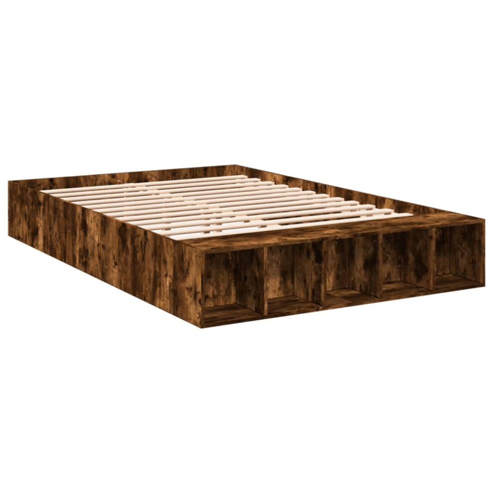 vidaXL Bed Frame Home Bed Base Bedstead Smoked Oak 140x200 cm Engineered Wood