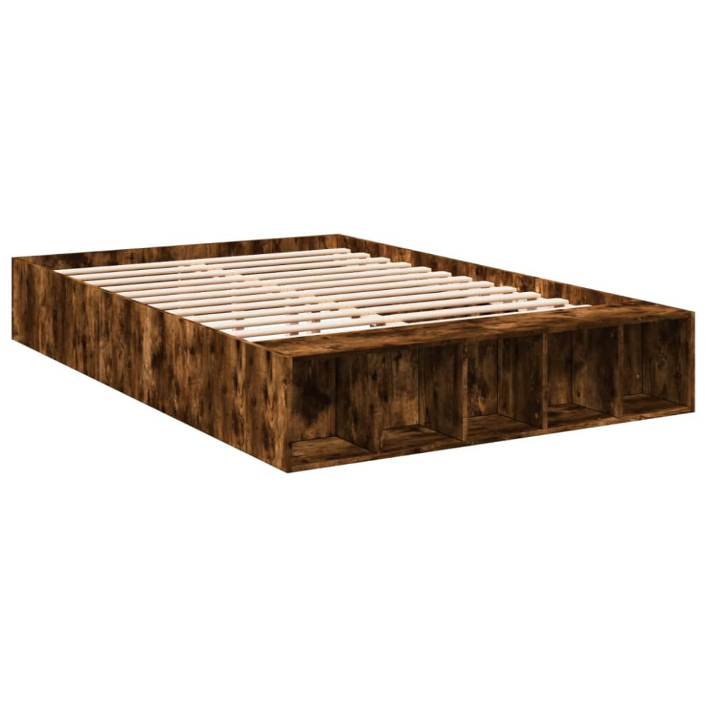 vidaXL Bed Frame Bed Base Smoked Oak 120x190 cm Small Double Engineered Wood