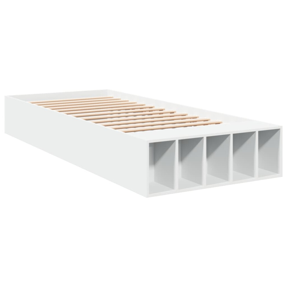 vidaXL Bed Frame Bed Base Mattress Foundation White 100x200 cm Engineered Wood