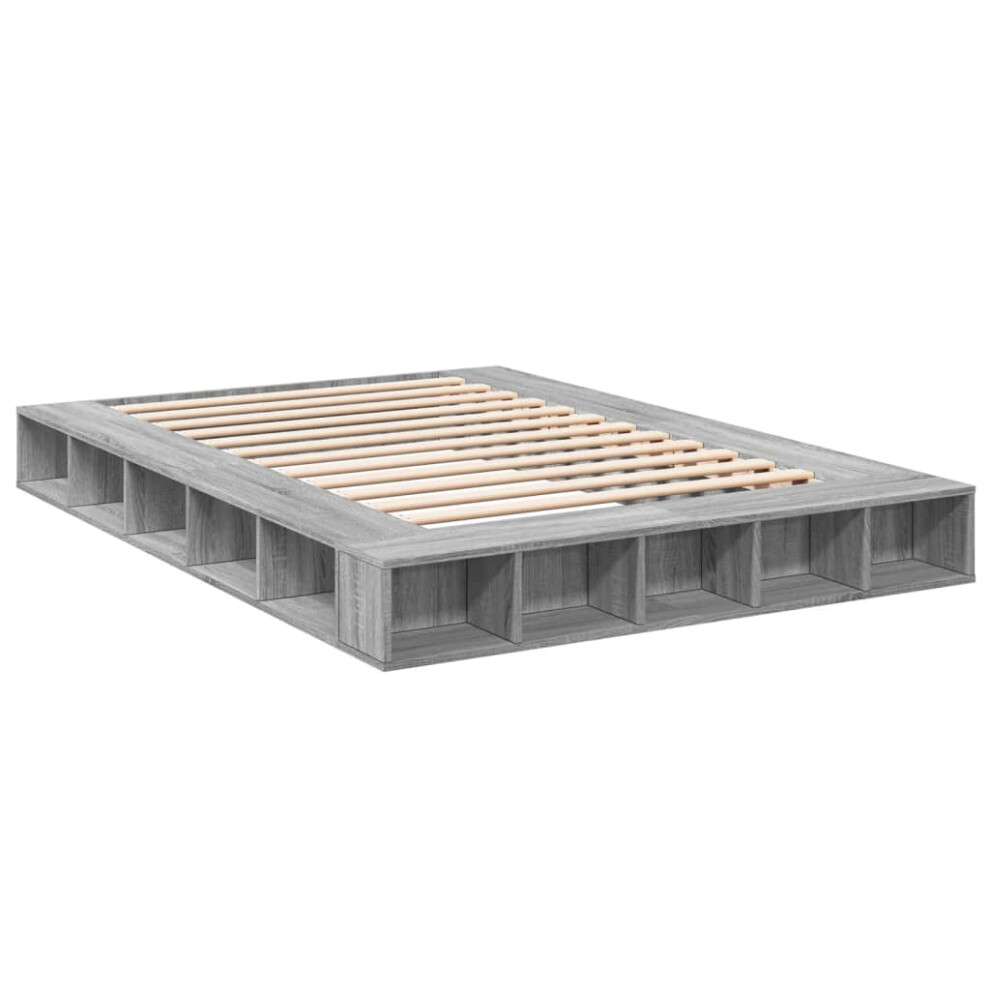 vidaXL Bed Frame Home Bed Base Bedstead Grey Sonoma 140x200 cm Engineered Wood