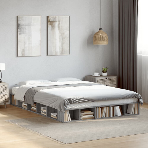 VidaXL vidaXL Bed Frame Home Bed Base Bedstead Grey Sonoma 140x200 cm Engineered Wood 2