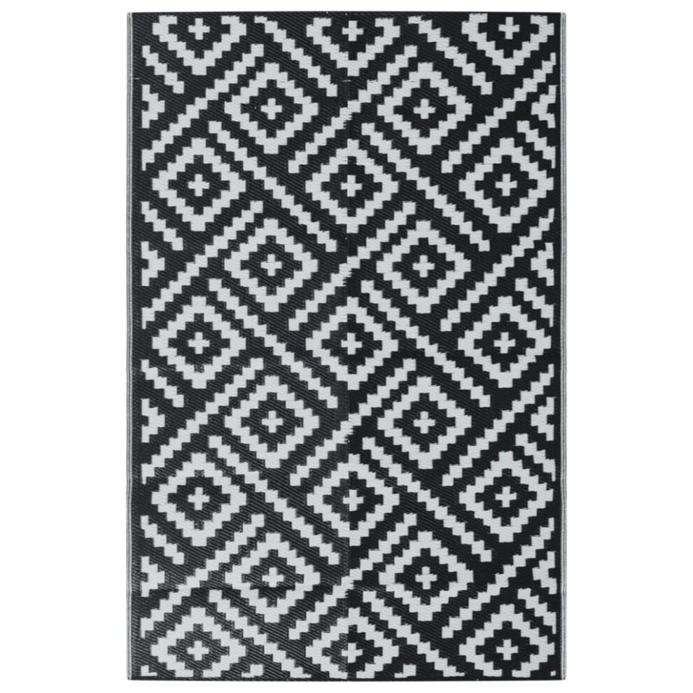 vidaXL Outdoor Carpet Garden Rug Carpet Patio Mat Area Rug White and Black PP
