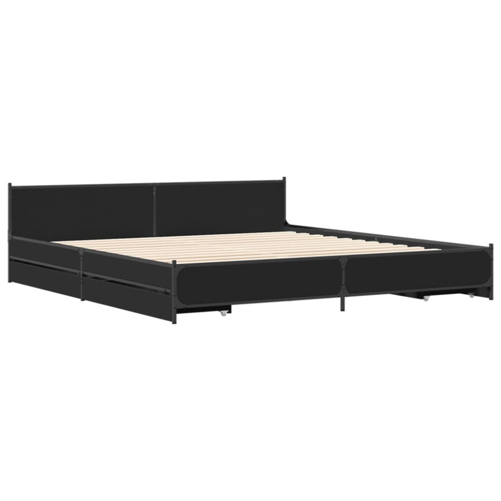 (black, 180 x 200 cm) vidaXL Bed Frame with Drawers Bed Base Mattress Foundation Engineered Wood