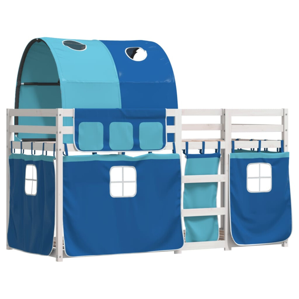 vidaXL Bunk Bed with Curtains Kids Twin Sleeper Blue 80x200 cm Solid Wood Pine