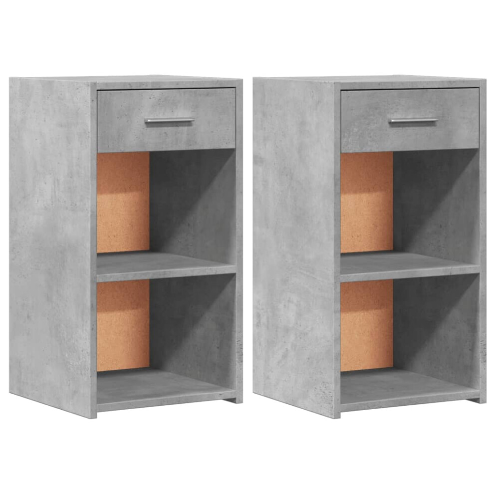 vidaXL Bedside Cabinets Bedroom Nightstand 2 pcs Concrete Grey Engineered Wood