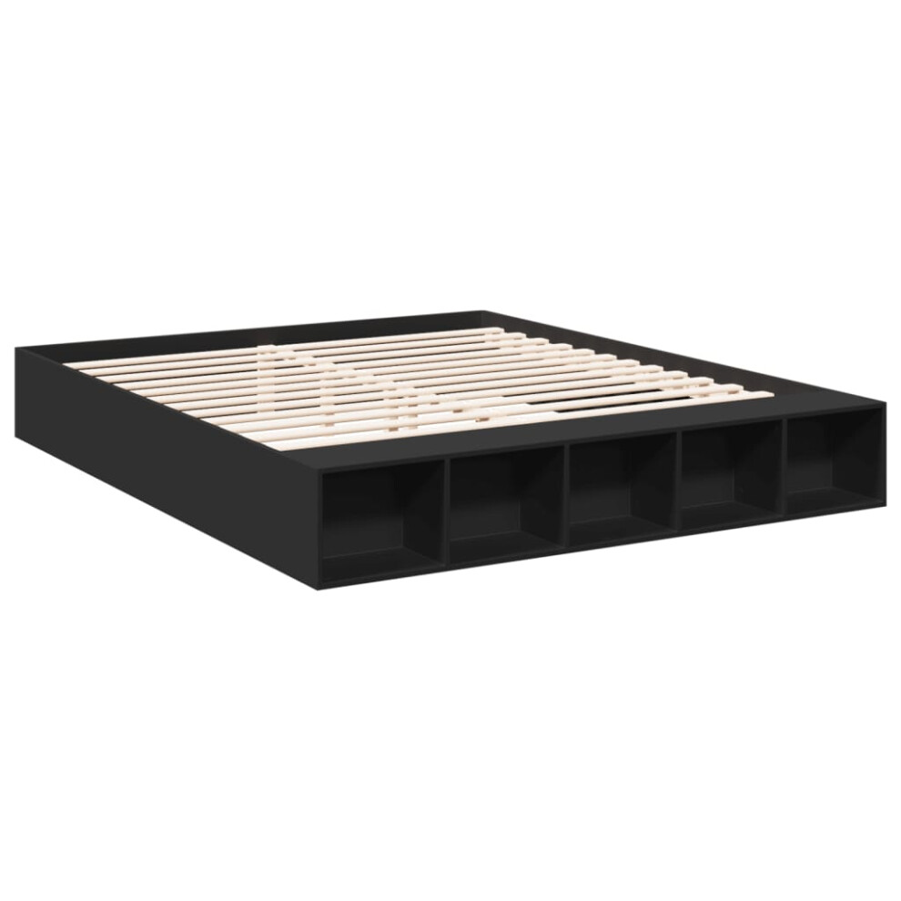 vidaXL Bed Frame Bed Base Mattress Foundation Black 200x200 cm Engineered Wood