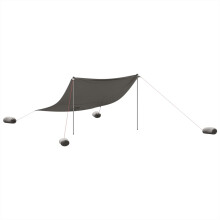 vidaXL Beach Canopy with Sand Anchors Beach Tent Sun Shelter Grey 304x300 cm