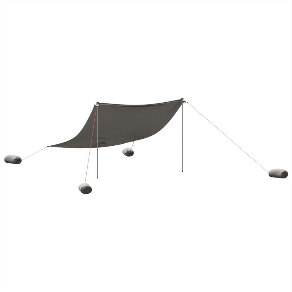 Vidaxl Beach Canopy With Sand Anchors Beach Tent Sun Shelter Grey 304X300 Cm