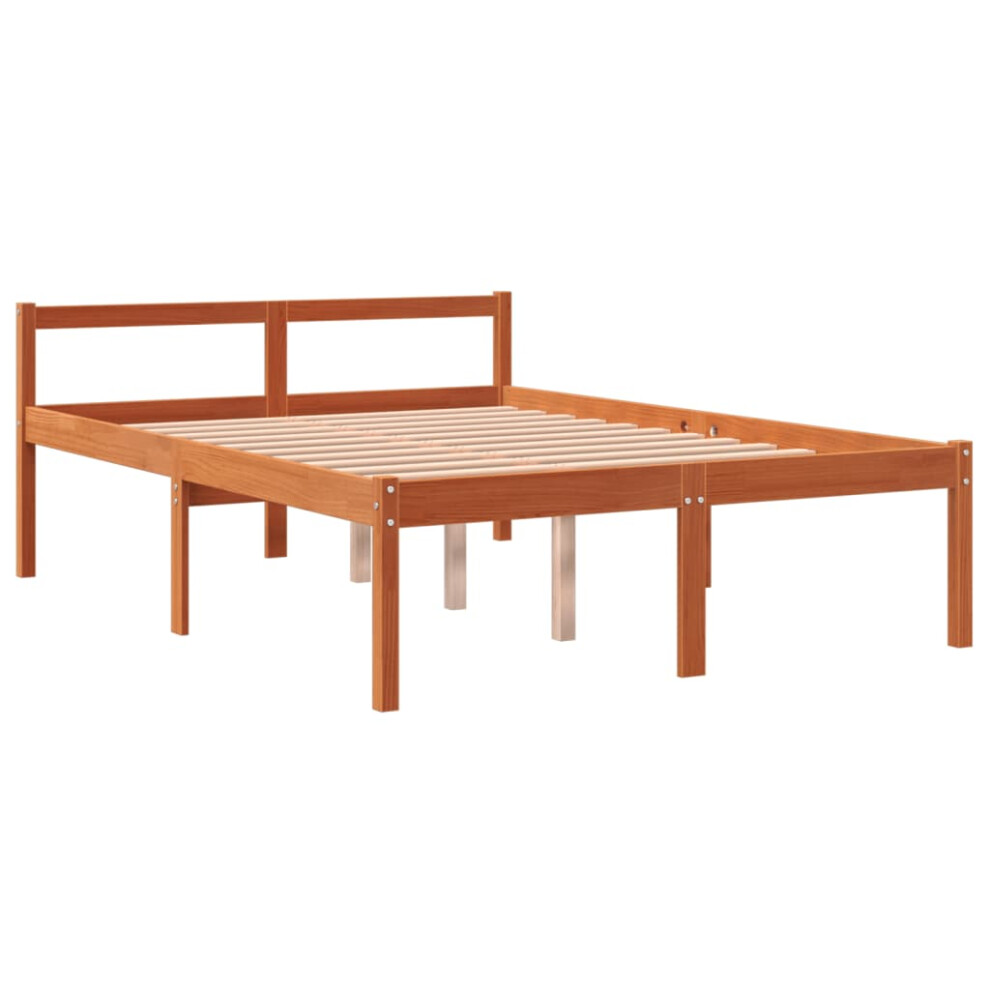 vidaXL Bed Frame Bed Base Wax Brown 120x190 cm Small Double Solid Wood Pine