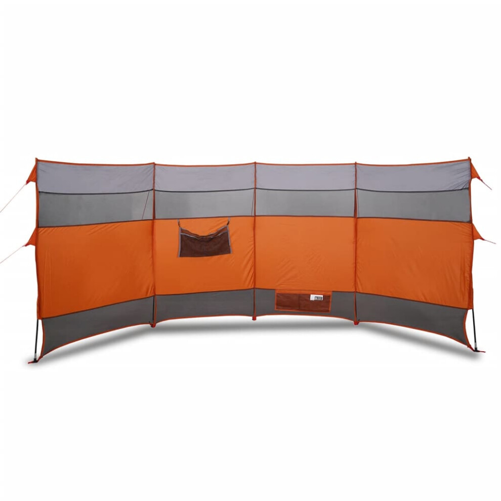 vidaXL Camping Windbreak Wind Screen Wind Break Grey and Orange Waterproof