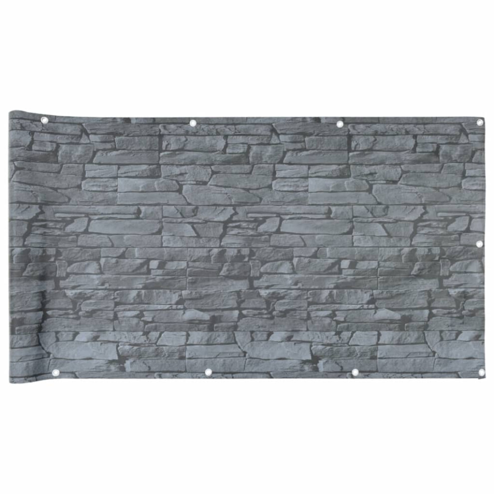 vidaXL Garden Privacy Screen Fence Screen Ledge Stone Look Grey 600x120 cm PVC