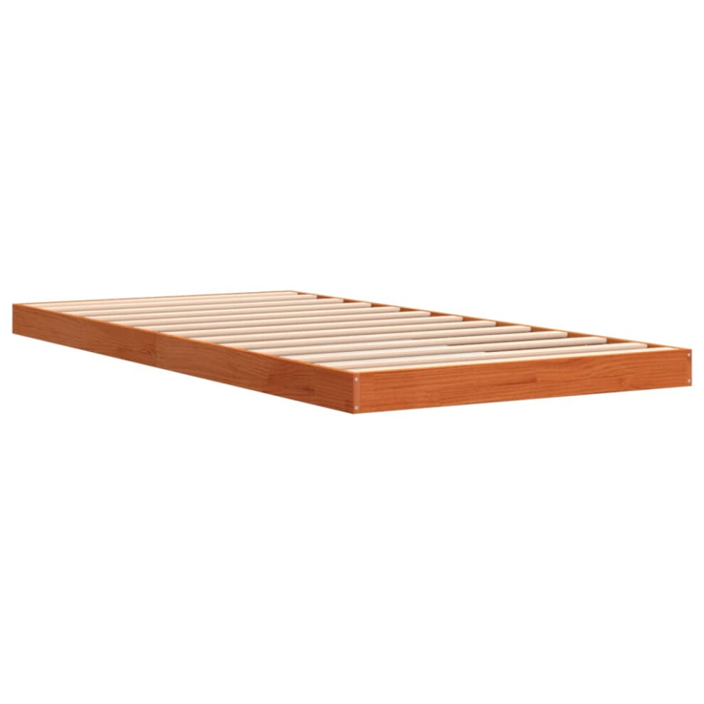 vidaXL Bed Frame Bed Base Wax Brown 75x190 cm Small Single Solid Wood Pine