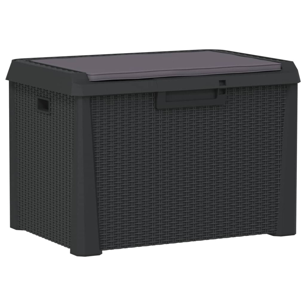 vidaXL Garden Storage Box with Seat Cushion Blanket Box Anthracite 125 L PP