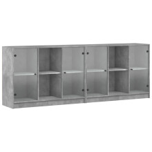 vidaXL Bookcase with Doors Bookshelf Cabinet Concrete Grey Engineered Wood