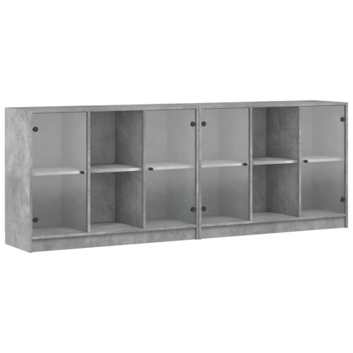 VidaXL vidaXL Bookcase with Doors Bookshelf Cabinet Concrete Grey Engineered Wood