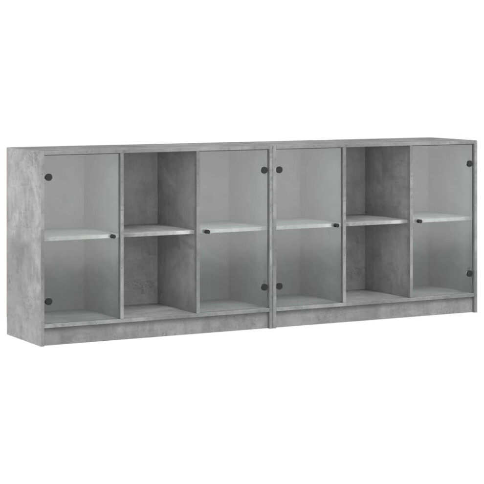 vidaXL Bookcase With Doors Bookshelf Cabinet Concrete Grey Engineered Wood