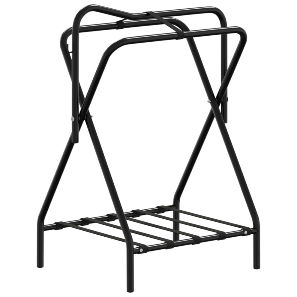 vidaXL Saddle Rack Foldable Freestanding Saddle Stand Saddle Holder Black Iron