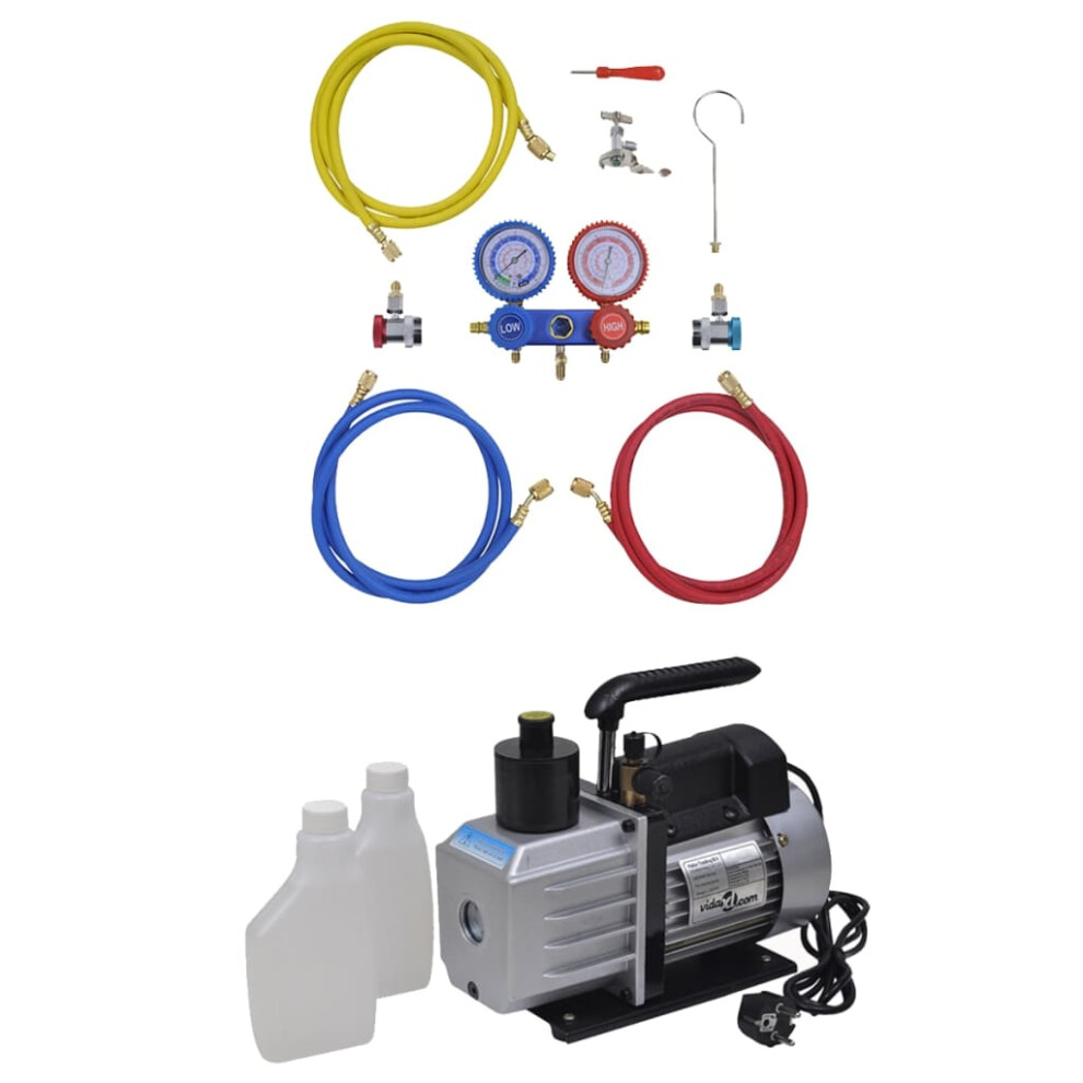 vidaXL Vacuum Pump 50 L/min with 2-way Manifold Gauge Set in Tool Kit Air Tool