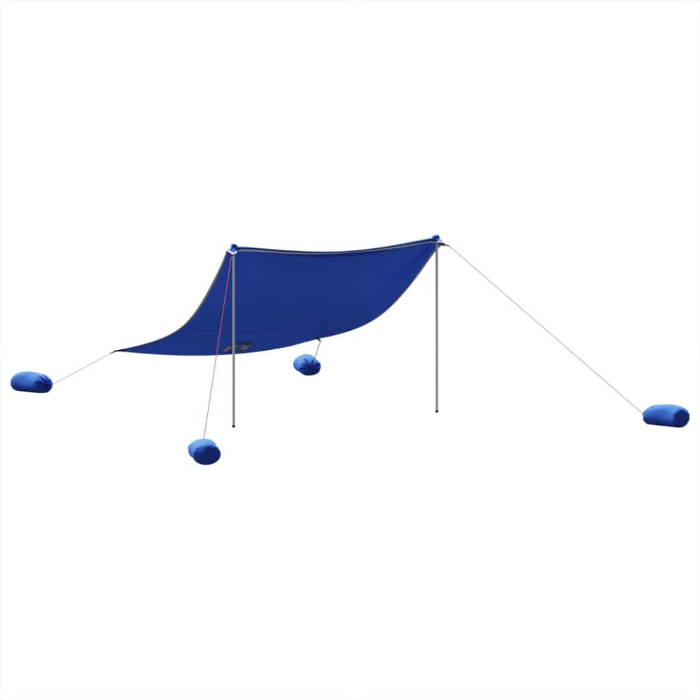 Vidaxl Beach Canopy With Sand Anchors Beach Tent Sun Shelter Blue 304X300 Cm