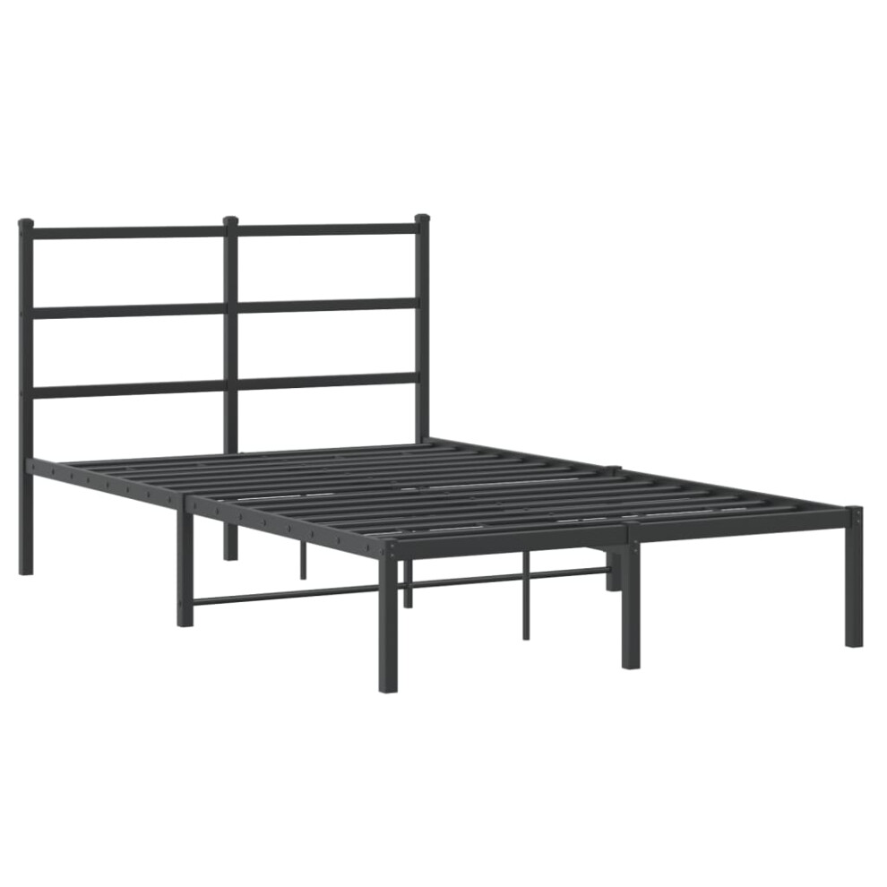 vidaXL Metal Bed Frame with Headboard Mattress Foundation Black 120x200 cm