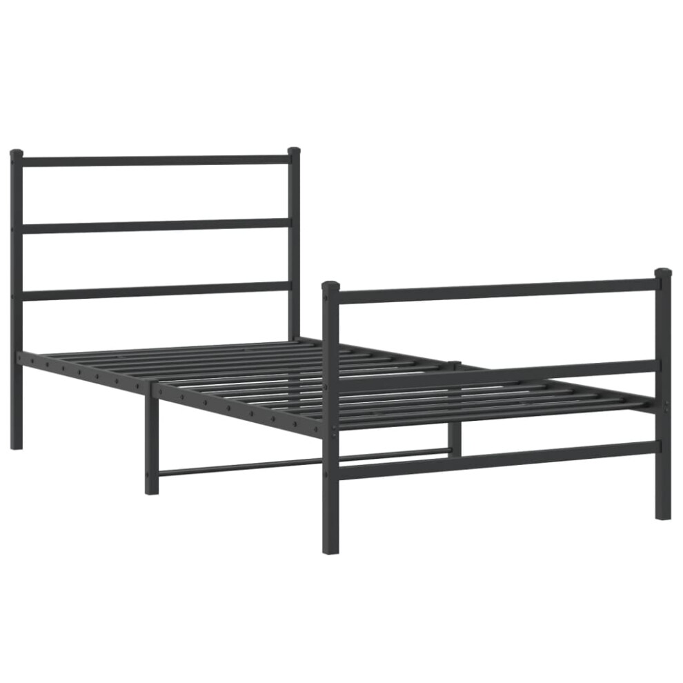 vidaXL Metal Bed Frame with Headboard and Footboard Bed BaseÃÂ Black 100x190 cm