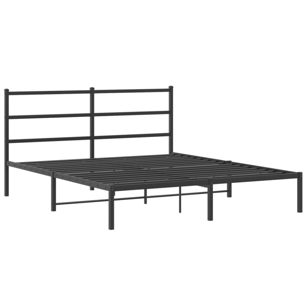 Vidaxl Metal Bed Frame With Headboard Mattress Foundation Black 160X200 Cm