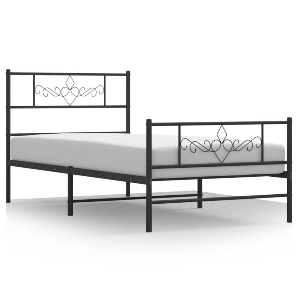 Vidaxl Metal Bed Frame Bed Base With Headboard And Footboard Black 100X190 Cm