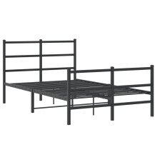 vidaXL Metal Bed Frame with Headboard&Footboard Black 120x190 cm Small Double