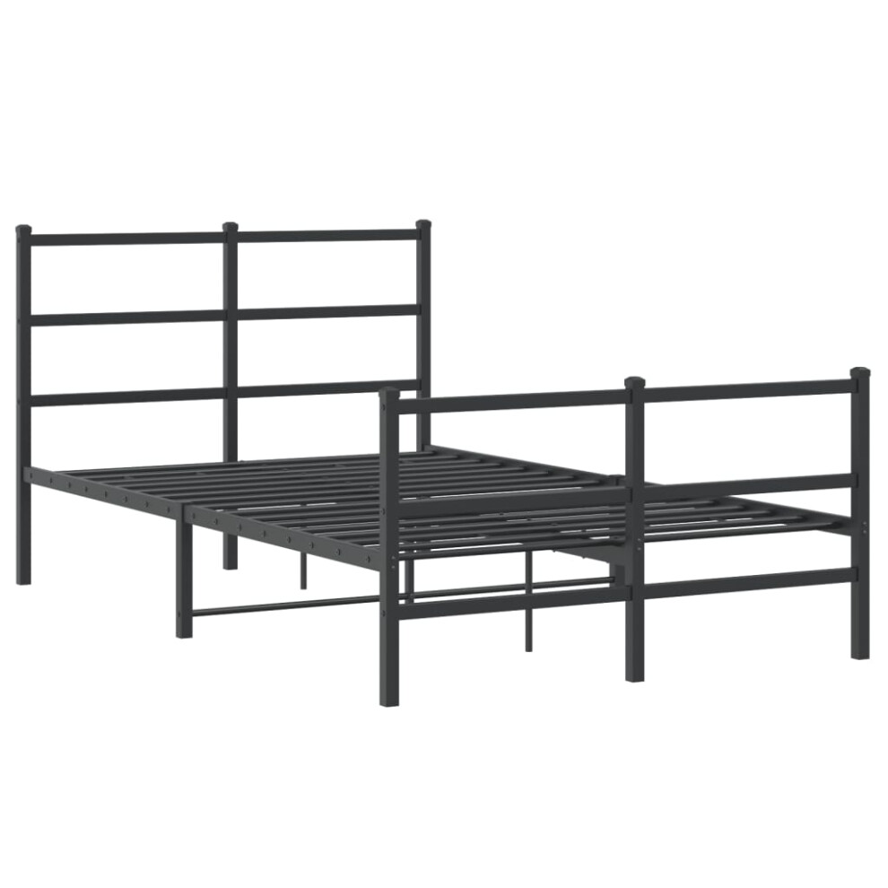 vidaXL Metal Bed Frame With Headboard&FootboardÃÂ Black 120x190 Cm Small Double