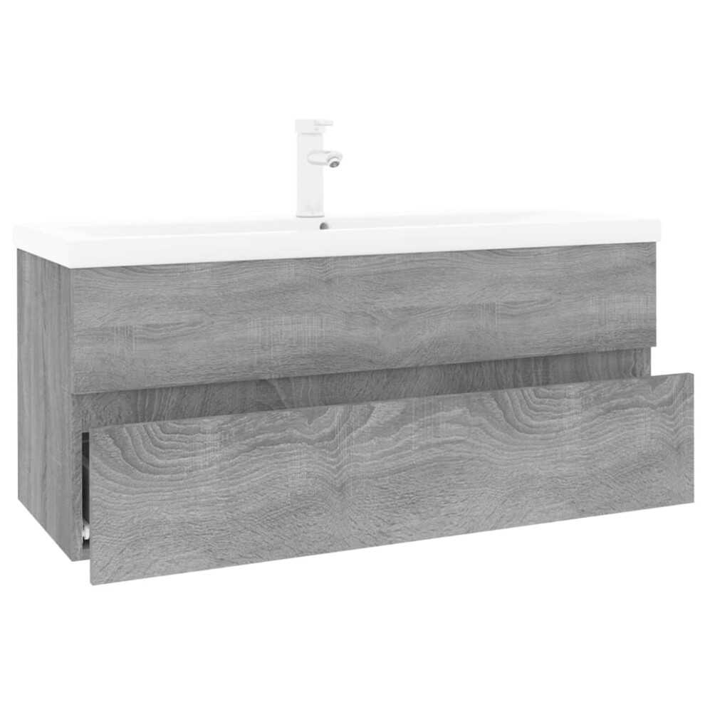 Vidaxl Sink Cabinet With Built-In Basin Sonoma Engineered Wood Sink Unit Grey