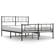 vidaXL Metal Bed Frame Bed Base with Headboard & Footboard Black 5FT King Size