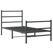 vidaXL Metal Bed Frame with Headboard and Footboard Black 90x190 cm Single