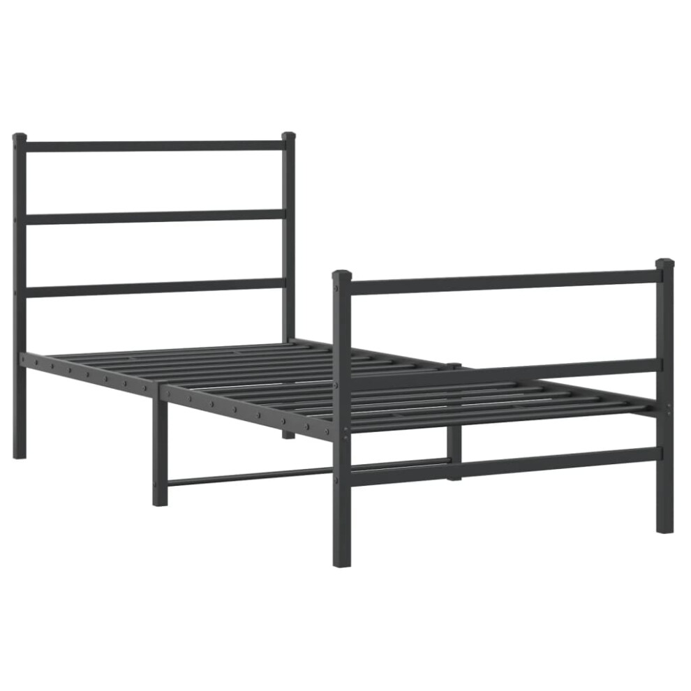 vidaXL Metal Bed Frame with Headboard and FootboardÃÂ Black 90x190 cm Single