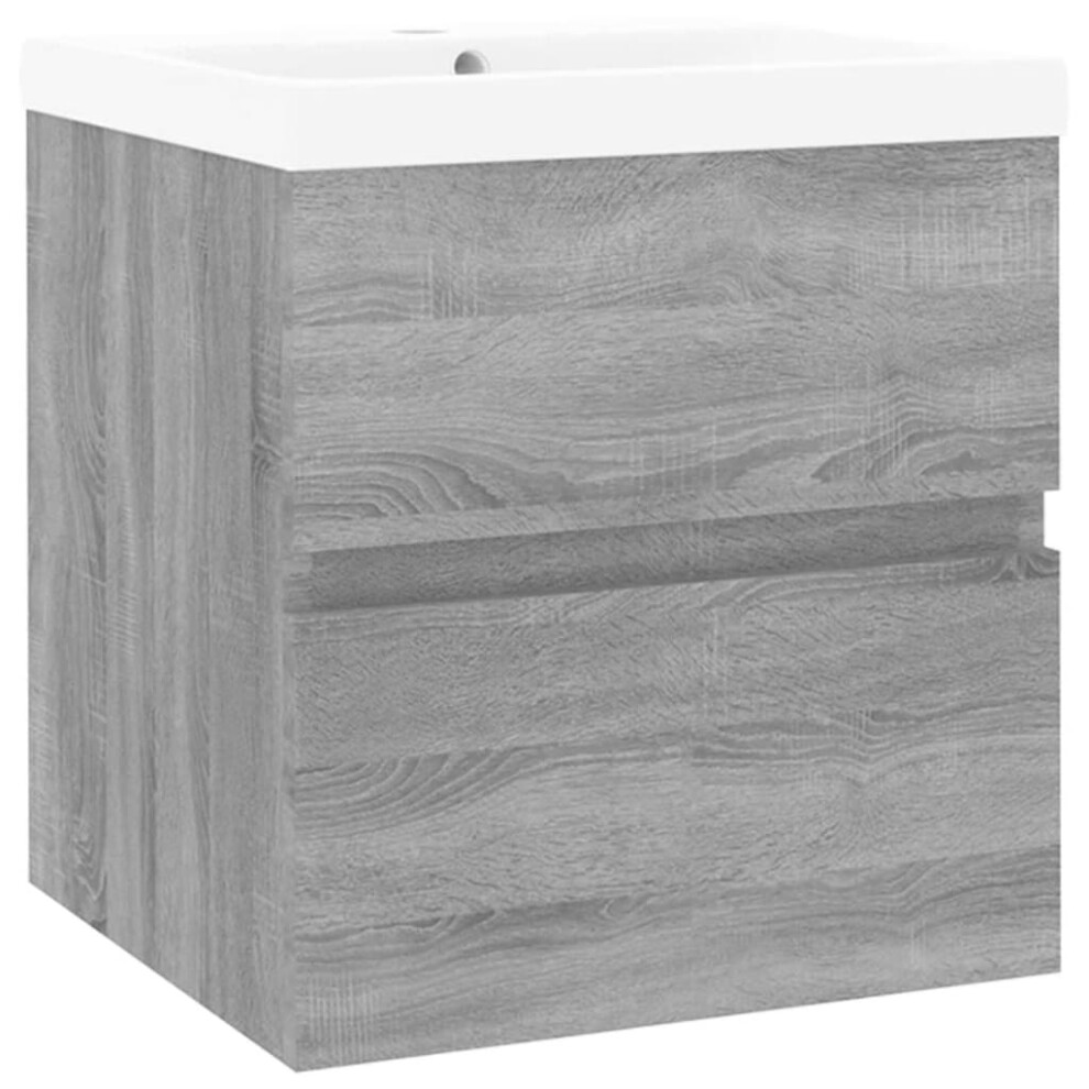 Vidaxl Sink Cabinet With Built-In Basin Sonoma Engineered Wood Sink Unit Grey