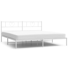 vidaXL Metal Bed Frame Mattress Foundation with Headboard White 183x213 cm