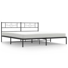 vidaXL Metal Bed Frame Mattress Foundation with Headboard Black 183x213 cm