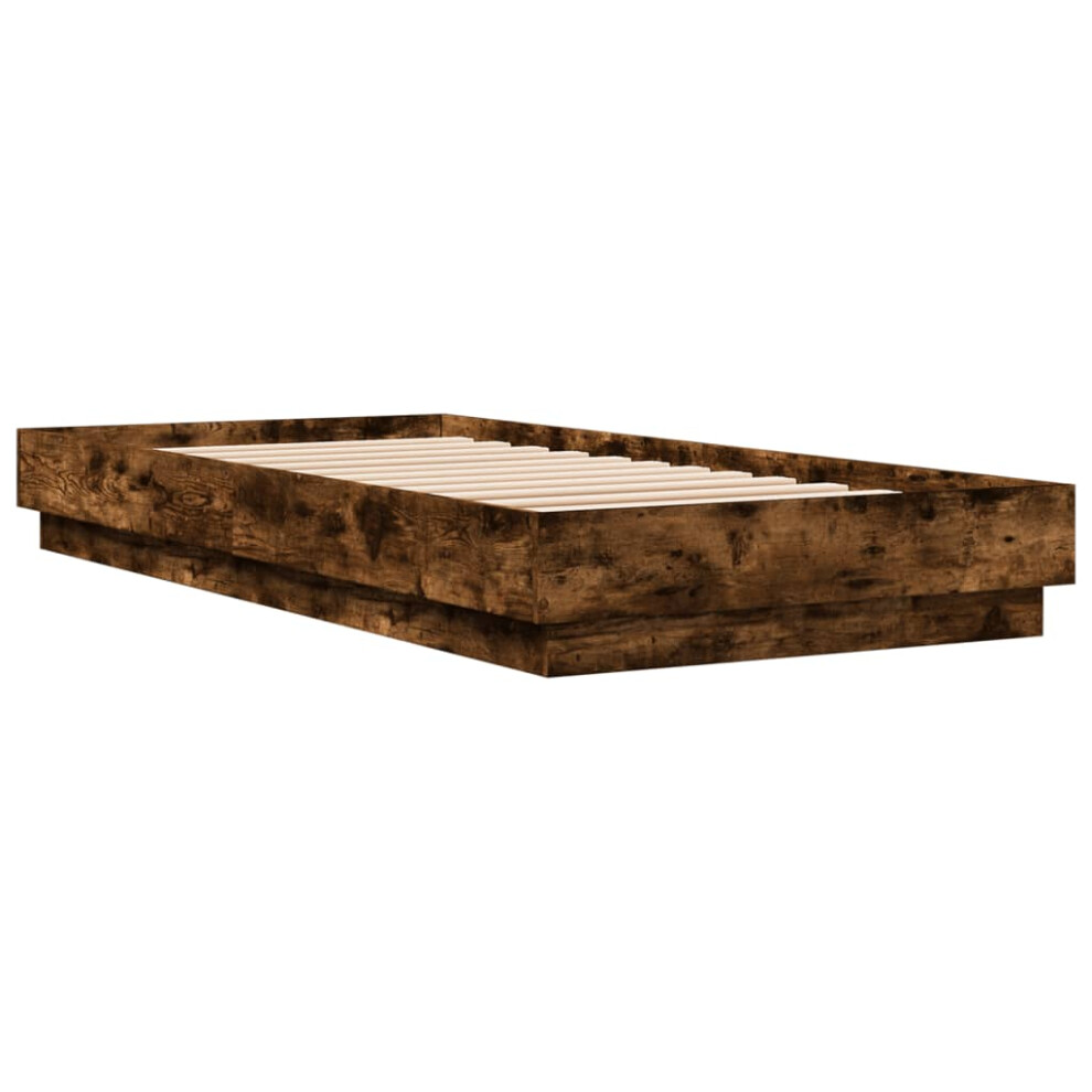 Vidaxl Bed Frame Home Bed Base Bedstead Smoked Oak 100X200 Cm Engineered Wood