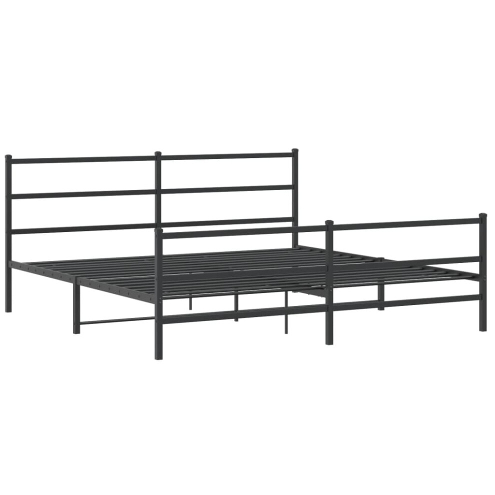 vidaXL Metal Bed Frame with Headboard and Footboard Bed BaseÃÂ Black 193x203 cm