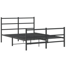 vidaXL Metal Bed Frame with Headboard and Footboard Black 135x190 cm Double