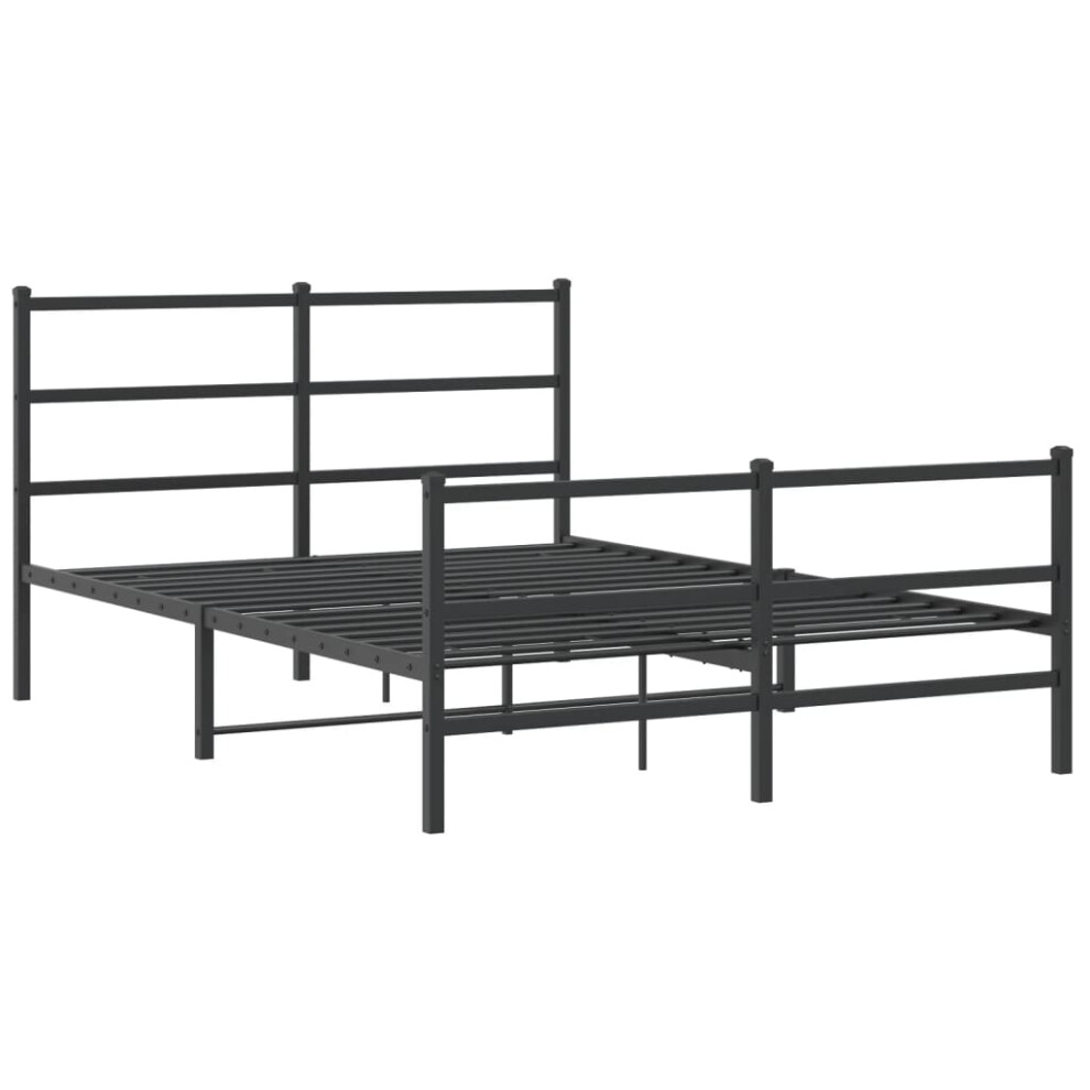 vidaXL Metal Bed Frame with Headboard and FootboardÃÂ Black 135x190 cm Double